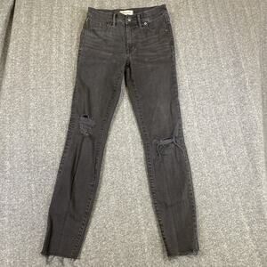 Madewell Jeans Women's Jeans 27 Black 9" High-Rise Skinny Raw Hem‎ Stretch Denim